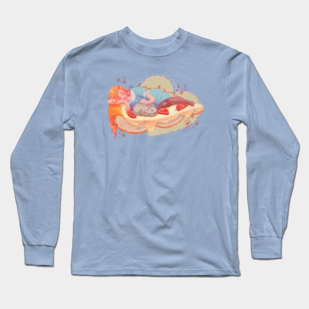 At Pizza with Yourself Long Sleeve T-Shirt by ginaromoart